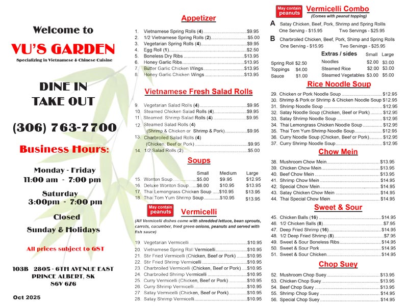 Vu's Garden Menu OCT 2025 1